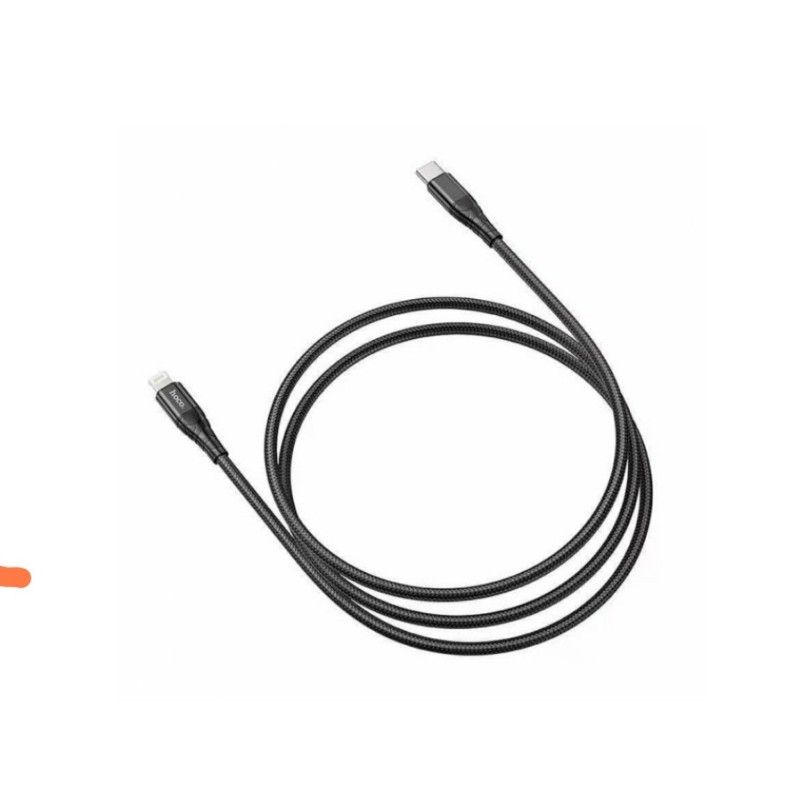 Кабель Hoco. DU02 Max / Type-C - Lightning / для смартфонів 1 метр / Нейлонове сплетіння / Чорний