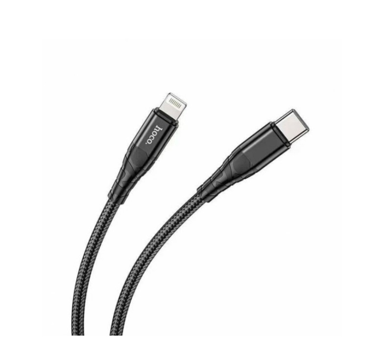 Кабель Hoco. DU02 Max / Type-C - Lightning / для смартфонів 1 метр / Нейлонове сплетіння / Чорний