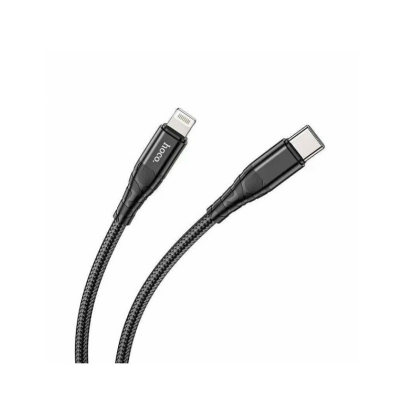 Кабель Hoco. DU02 Max / Type-C - Lightning / для смартфонів 1 метр / Нейлонове сплетіння / Чорний