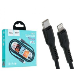 Кабель Hoco. DX21  / Type-C  -  Lightning / для смартфонів / Силіконовий / 1 метр / Чорний