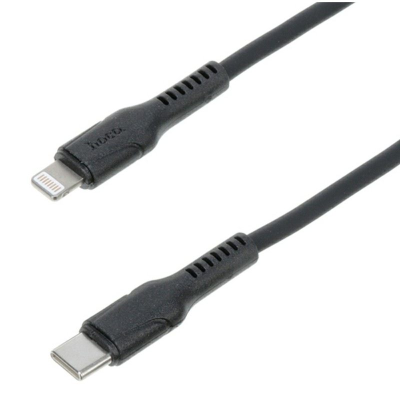 Кабель Hoco. DX21 / Type-C - Lightning / для смартфонів / Силіконовий / 1 метр / Чорний