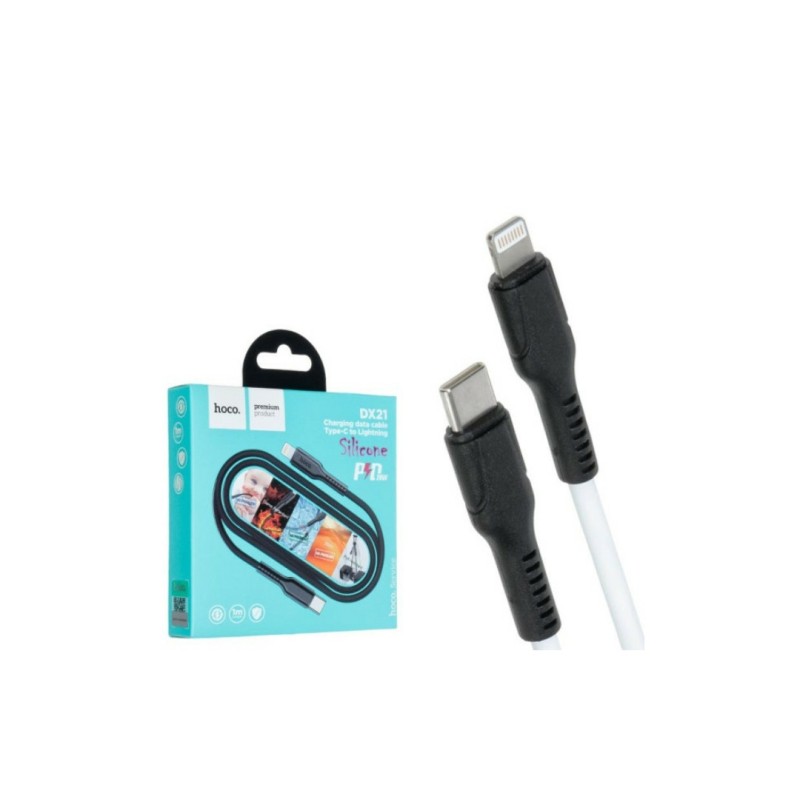 Кабель Hoco. DX21 / Type-C - Lightning / для смартфонів / Силіконовий / 1 метр / Білий