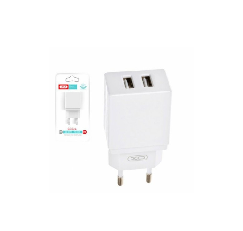 Блок живлення XO-L75 / 5 вольт 2.4 Ампера / 2 USB / Білий