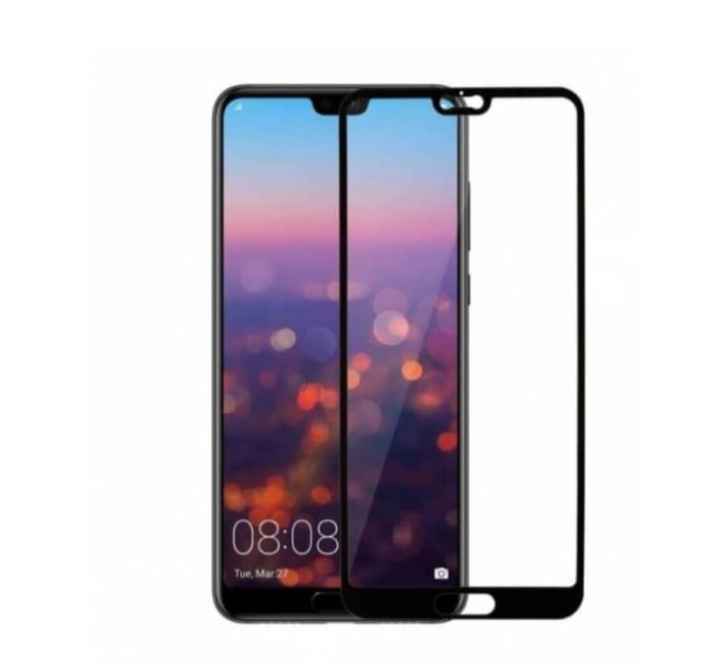 Загартоване скло на Huawei P20 / Повне покриття / Чорна рамка