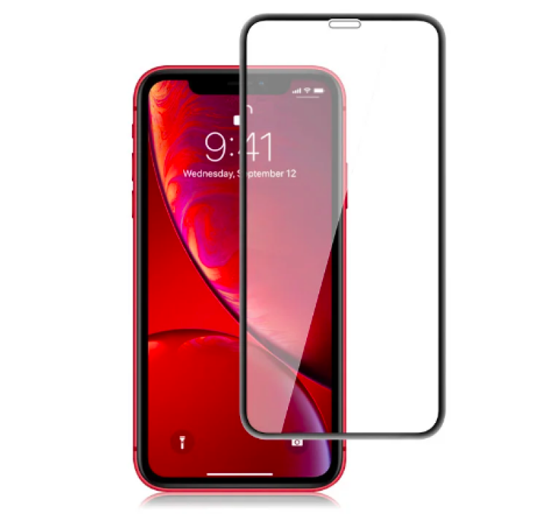 Загартоване скло на Iphone XR / Повне покриття / Чорна рамка