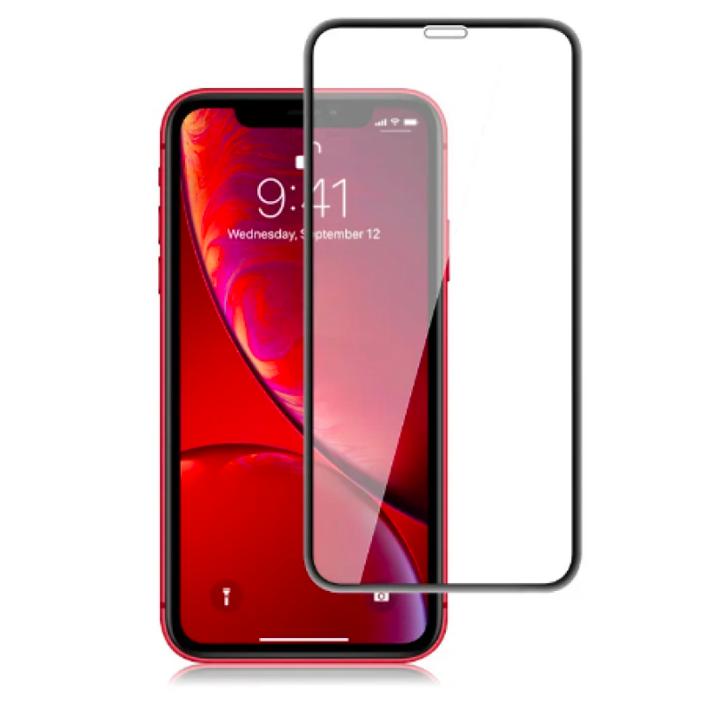 Закаленное стекло на Iphone XR / Полное покритие / Черная рамка