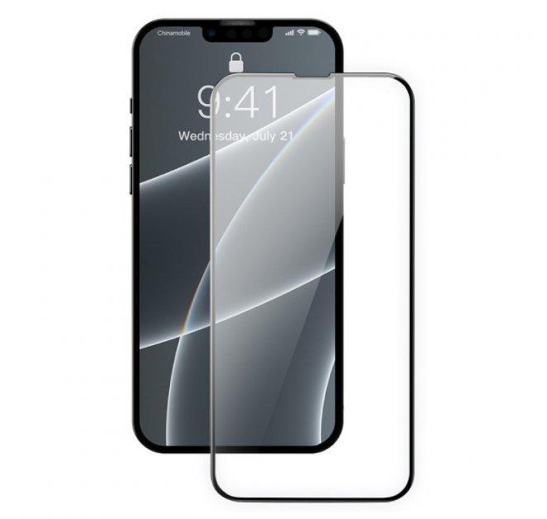 Загартоване скло на Iphone 13 Pro MAX / Повне покриття / Чорна рамка