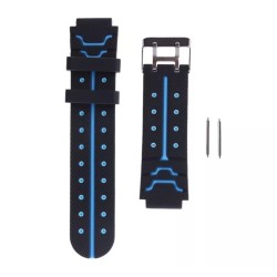 Ремешок силиконовый для детских часов Q60 Q80 Q90 Q100 Q750 T7 S4 Y19 Y21 / 16 mm / Черно-голубой