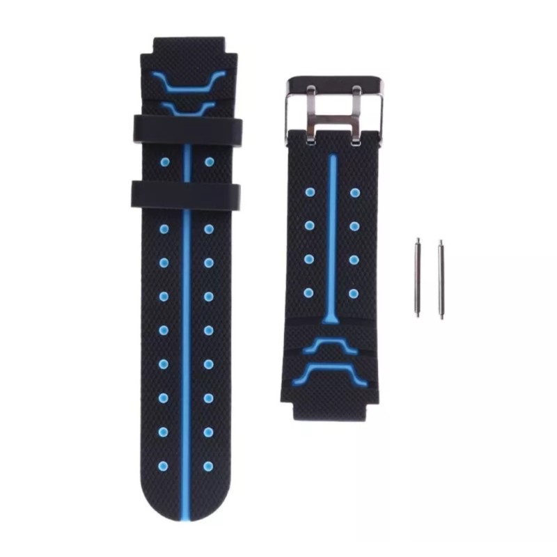 Ремінець силіконовий для дитячих годинників Q60 Q80 Q90 Q100 Q750 T7 S4 Y19 Y21 / 16 mm / Чорно-блакитний