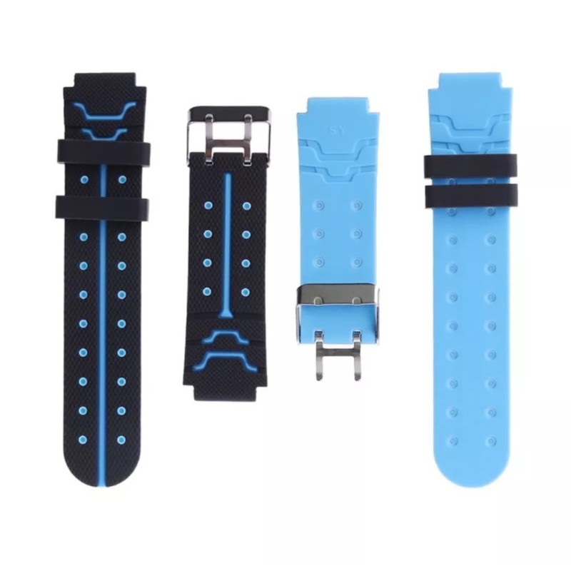 Ремінець силіконовий для дитячих годинників Q60 Q80 Q90 Q100 Q750 T7 S4 Y19 Y21 / 16 mm / Чорно-блакитний