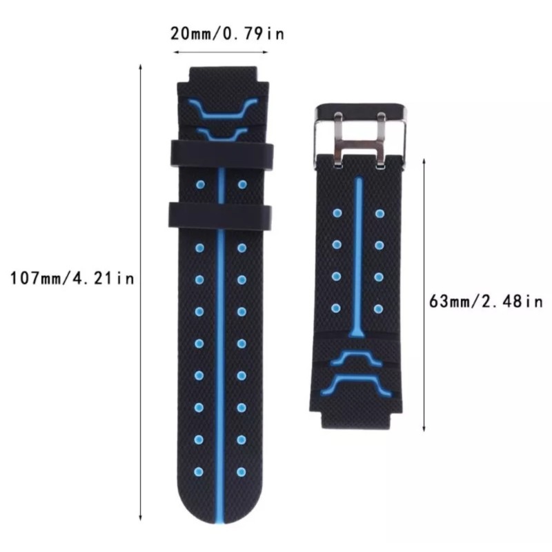 Ремінець силіконовий для дитячих годинників Q60 Q80 Q90 Q100 Q750 T7 S4 Y19 Y21 / 16 mm / Чорно-блакитний