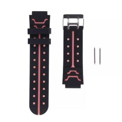 Ремешок силиконовый для детских часов Q60 Q80 Q90 Q100 Q750 T7 S4 Y19 Y21 / 16 mm / Черно-розовый