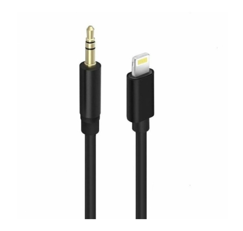Перехідник кабель з Lightning на AUX аудіо 3.5 mm. / 1 метр / Чорний