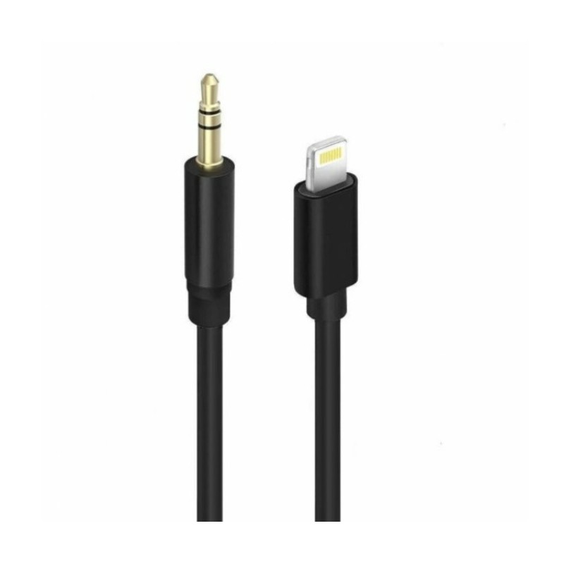 Перехідник кабель з Lightning на AUX аудіо 3.5 mm. / 1 метр / Чорний