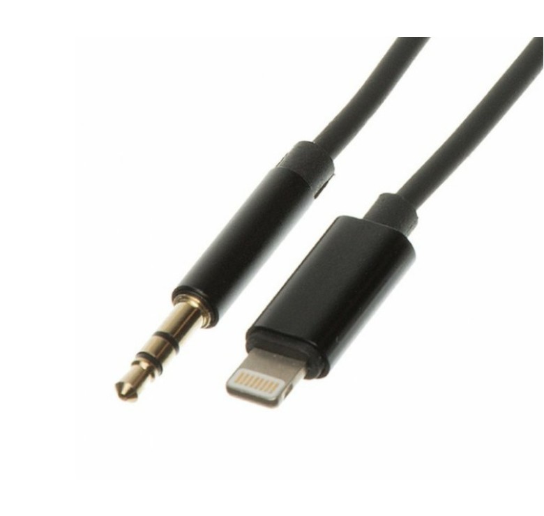 Перехідник кабель з Lightning на AUX аудіо 3.5 mm. / 1 метр / Чорний