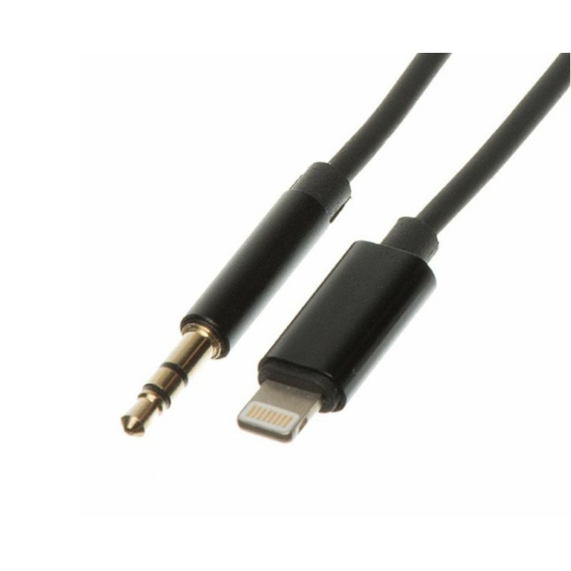 Перехідник кабель з Lightning на AUX аудіо 3.5 mm. / 1 метр / Чорний