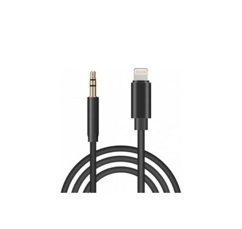 Перехідник кабель з Lightning на AUX аудіо 3.5 mm. / 1 метр / Чорний