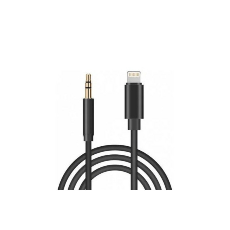 Перехідник кабель з Lightning на AUX аудіо 3.5 mm. / 1 метр / Чорний