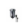 Зарядка автомобільна XO-CC46 з кабелем Lightning - USB / від прикурювача / Швидка зарядка Quick Charge 3.0 / Темно-сірий
