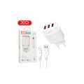Блок живлення XO-L72 з кабелем USB - Type-C / 3 USB / Швидка зарядка Quick Charge 3.0 / Білий