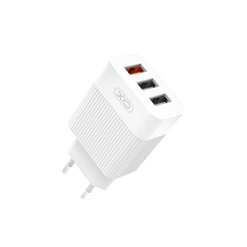 Блок живлення XO-L72 з кабелем Micro - USB / 3 USB / Швидка зарядка Quick Charge 3.0 / Білий