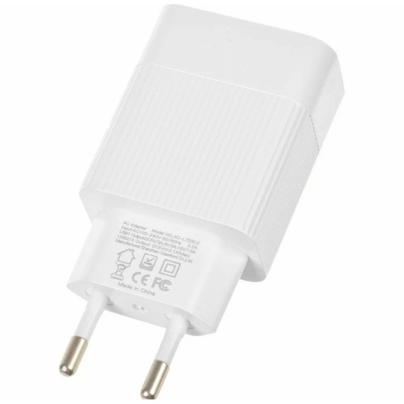 Блок живлення XO-L72 з кабелем Micro - USB / 3 USB / Швидка зарядка Quick Charge 3.0 / Білий