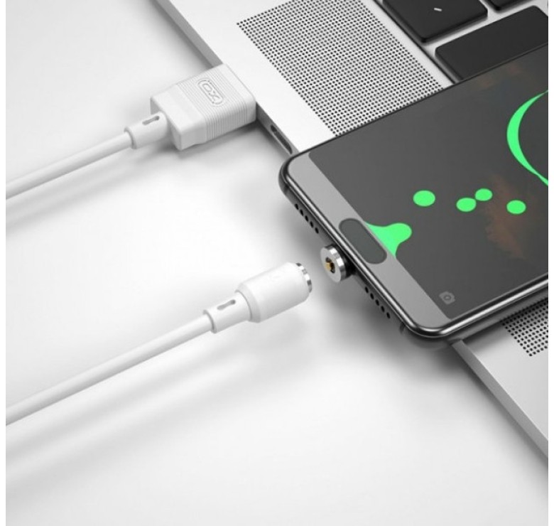 Магнітний Micro USB кабель XO-NB187 / Круглий / 360 Градусів / 100 см. / Білий