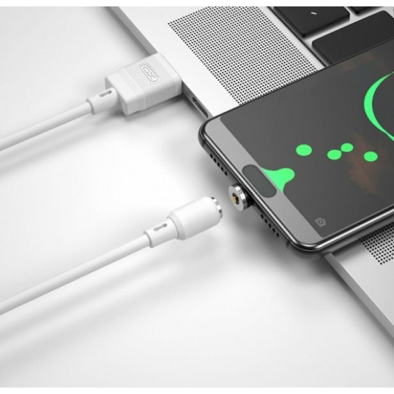 Магнитный Micro USB кабель XO-NB187 / Круглый / 360 Градусов / 100 см. / Белый