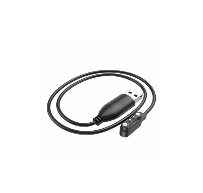Магнітний фірмовий USB кабель для зарядки смарт-годинників Hoco Y7 / Hoco Y8 / 60 см. / Чорний