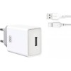 Блок живлення XO-L93 з кабелем Type-C - USB / 5 вольт / 2.4 Ампера / 1 USB / Білий