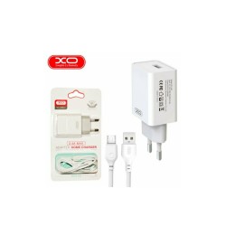 Блок живлення XO-L93 з кабелем Micro - USB / 5 вольт / 2.4 Ампера / 1 USB / Білий