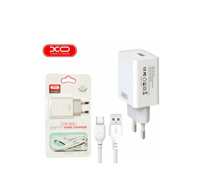 Блок живлення XO-L93 з кабелем Micro - USB / 5 вольт / 2.4 Ампера / 1 USB / Білий