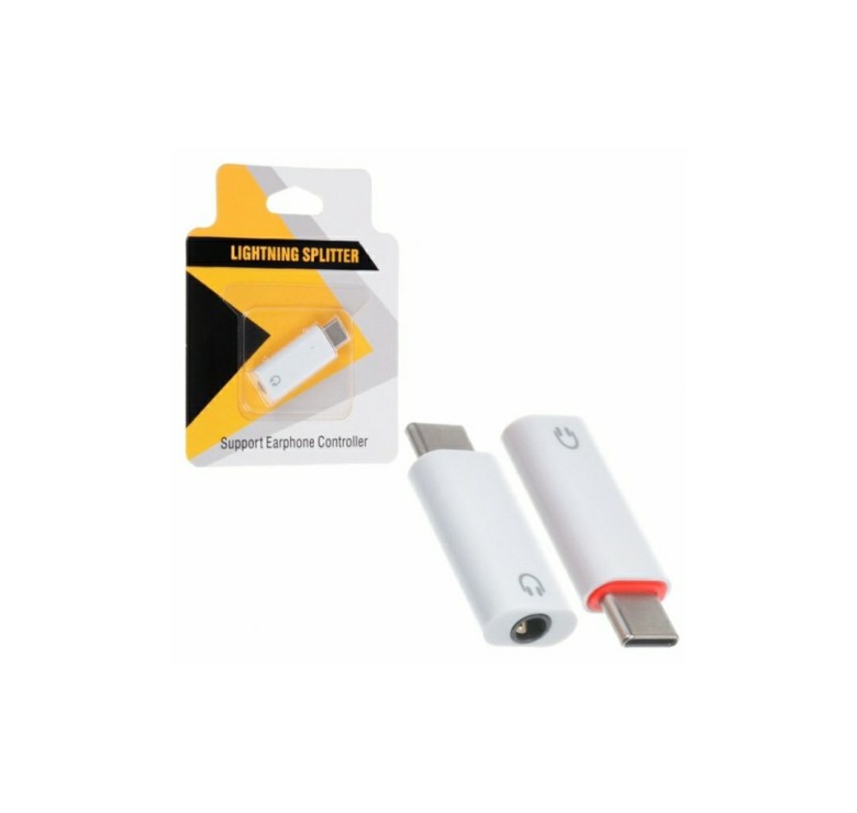 Перехідник AUX з Type-c на аудіо 3.5 mm. / Білий