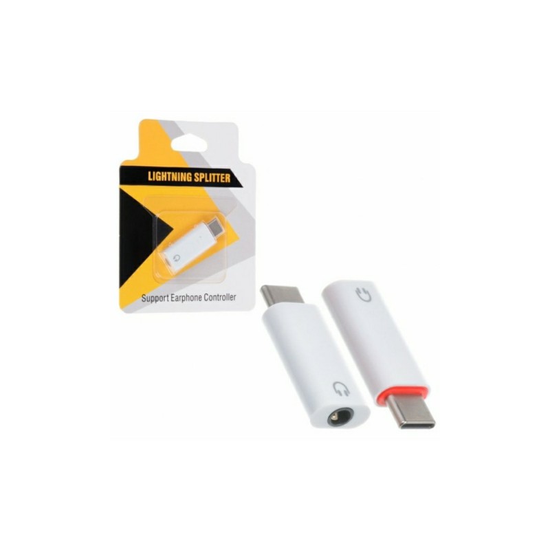 Перехідник AUX з Type-c на аудіо 3.5 mm. / Білий