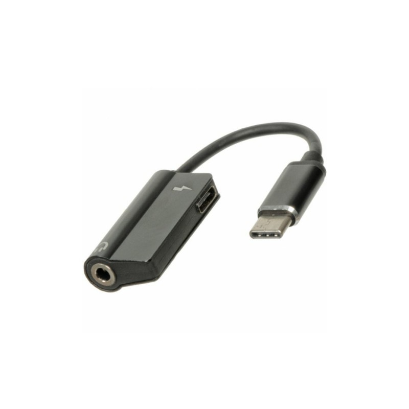 Перехідник, кабель AUX XGW639 (роздвоювач) 2 в 1 з Type-c на аудіо 3,5 мм і живлення Type-c / Чорний