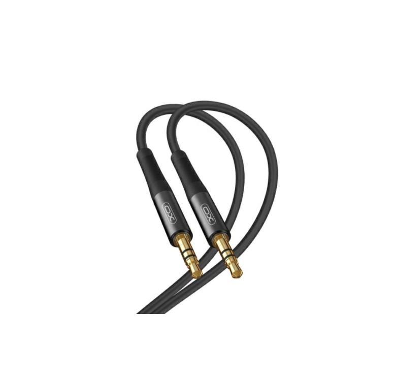 AUX перехідник XO-NB-R175A (кабель) для передачі аудіо / Mini-jack 3.5 mm. / 2 Pin / Силіконовий / 1 метр / Чорний