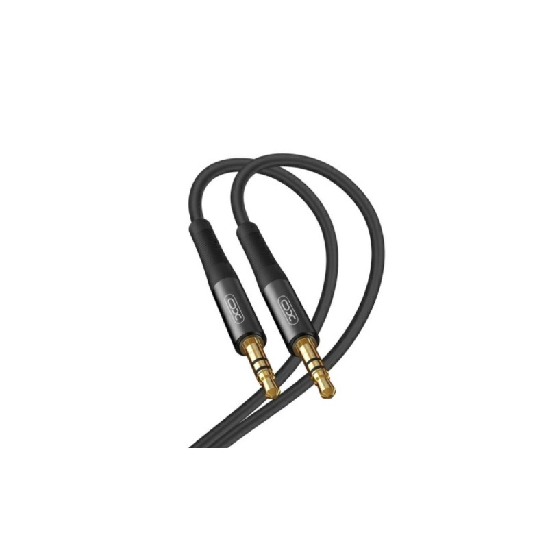 Перехідник AUX XO-NB-R175A для аудіо передачі, Mini-jack 3.5 mm, 2 Pin, Силіконовий, 1 м, Чорний