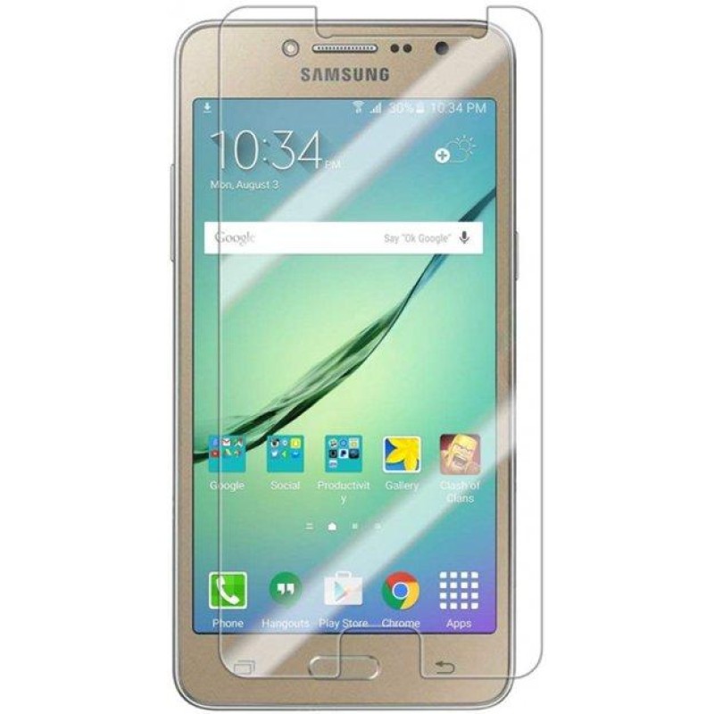 Закаленное защитное стекло на Samsung J2 Prime / Без рамки / Прозрачное