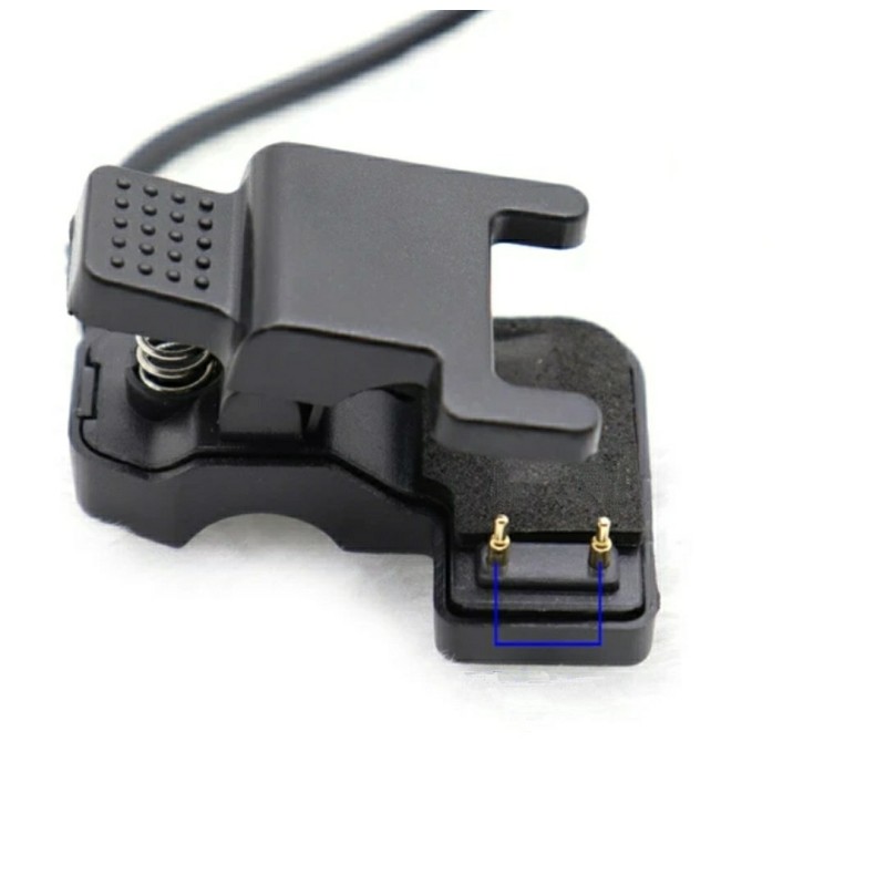 Универсальный USB кабель для зарядки смарт-часов / 2 контакта 7 мм. / 30 см. / Черный