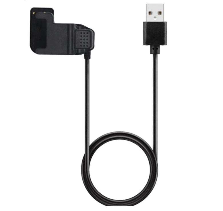 Універсальний USB кабель для зарядки смарт-годинників / 2 контакта 7 мм. / 30 см. / Чорний