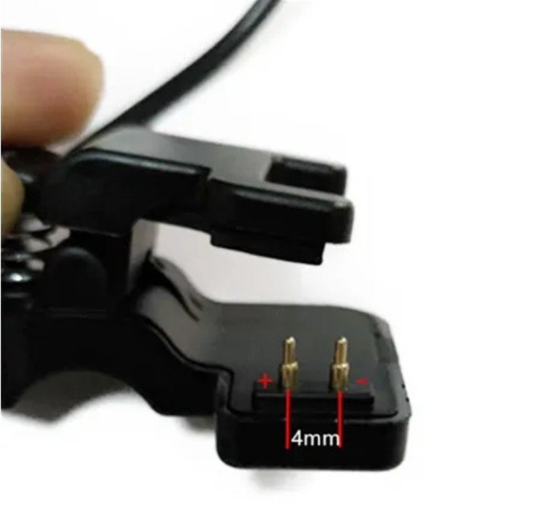 Універсальний USB кабель для зарядки смарт-годинників / 2 Pin, 4 mm / 30 см. / Чорний