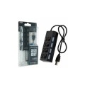 USB хаб Hi-Speed / USB 2.0 / 4 порти USB / З перемикачами / 40 см. / Чорний