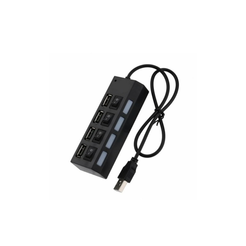 USB хаб Hi-Speed / USB 2.0 / 4 порта USB / С переключателями / 40 см. / Черный