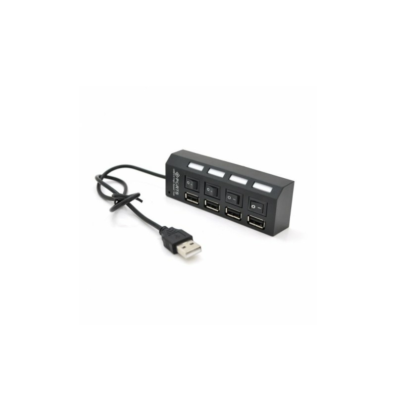USB хаб Hi-Speed / USB 2.0 / 4 порта USB / С переключателями / 40 см. / Черный