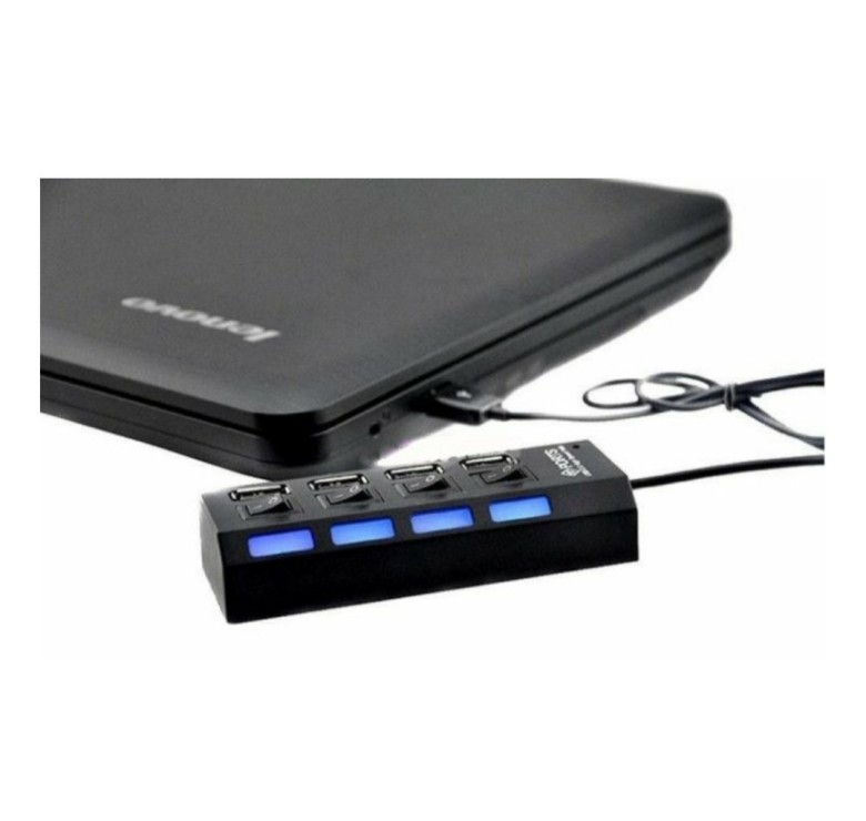 USB хаб Hi-Speed / USB 2.0 / 4 порти USB / З перемикачами / 40 см. / Чорний