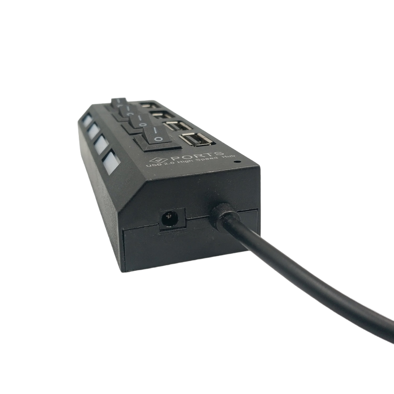 USB хаб Hi-Speed / USB 2.0 / 4 порта USB / С переключателями / 40 см. / Черный