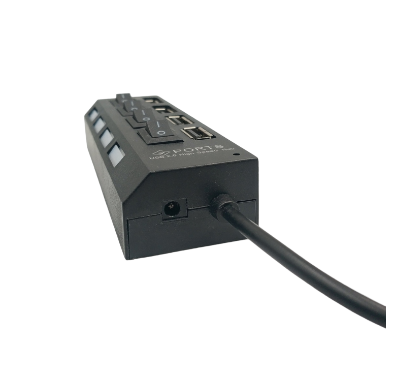 USB хаб Hi-Speed / USB 2.0 / 4 порти USB / З перемикачами / 40 см. / Чорний