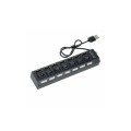 USB хаб Hi-Speed / USB 2.0 / 7 портів USB / З перемикачами / 40 см. / Чорний