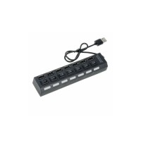 USB хаб Hi-Speed / USB 2.0 / 7 портів USB / З перемикачами / 40 см. / Чорний