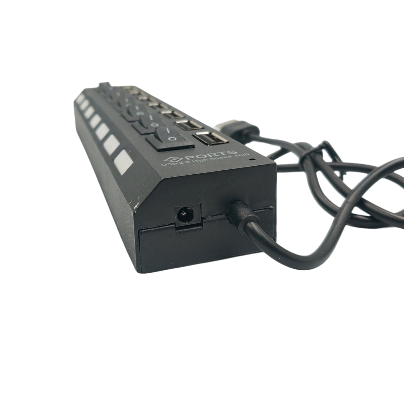 USB хаб 7 портов с переключателями (USB 2.0, 40 см) Черный